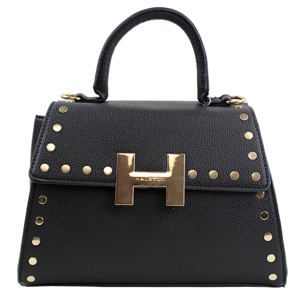Halston Heritage Black Satchel with Gold Accents